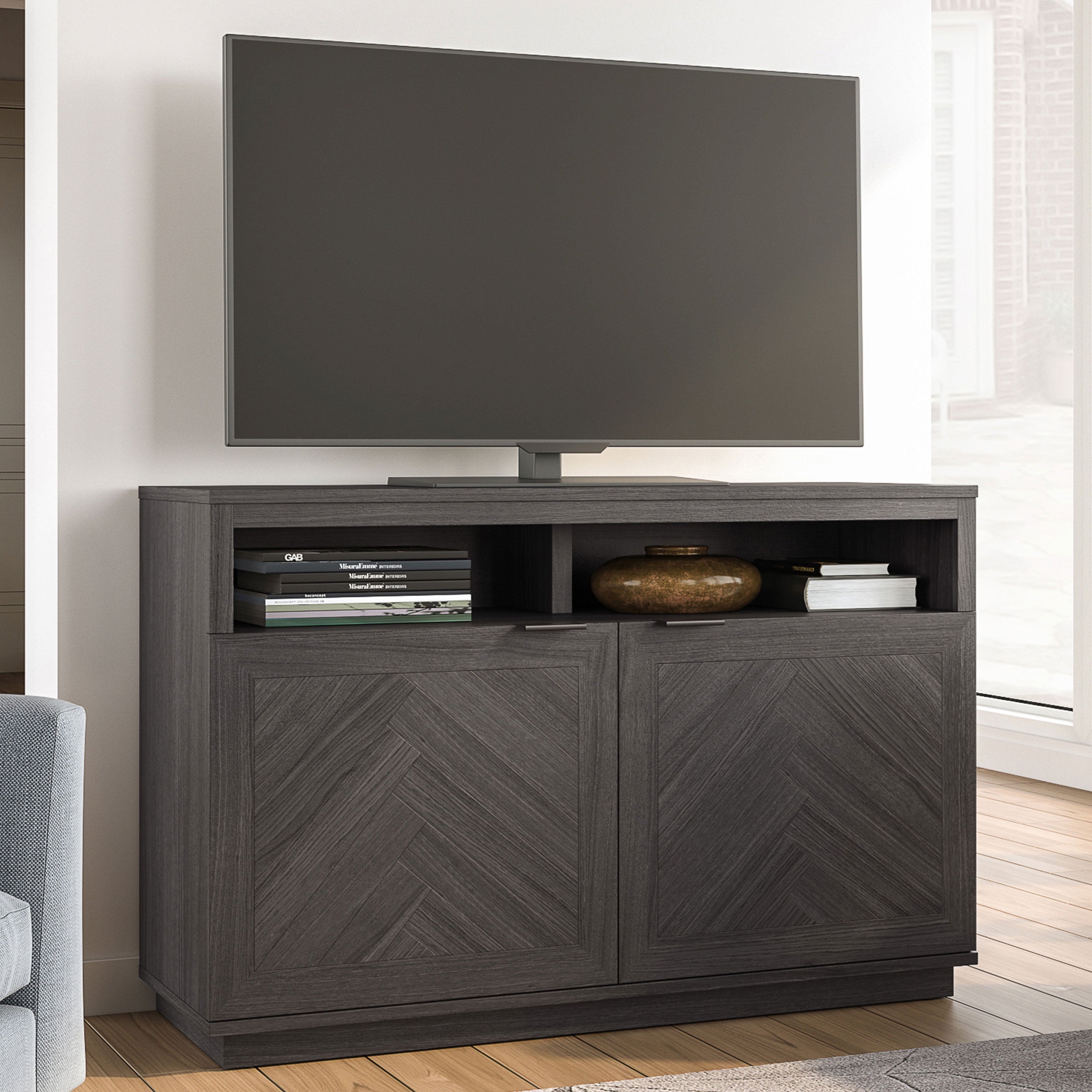  Herringbone TV Stand for TVs up to 55�, Gray