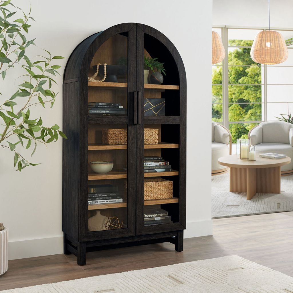  Juliet Arch Accent Cabinet, Black Finish