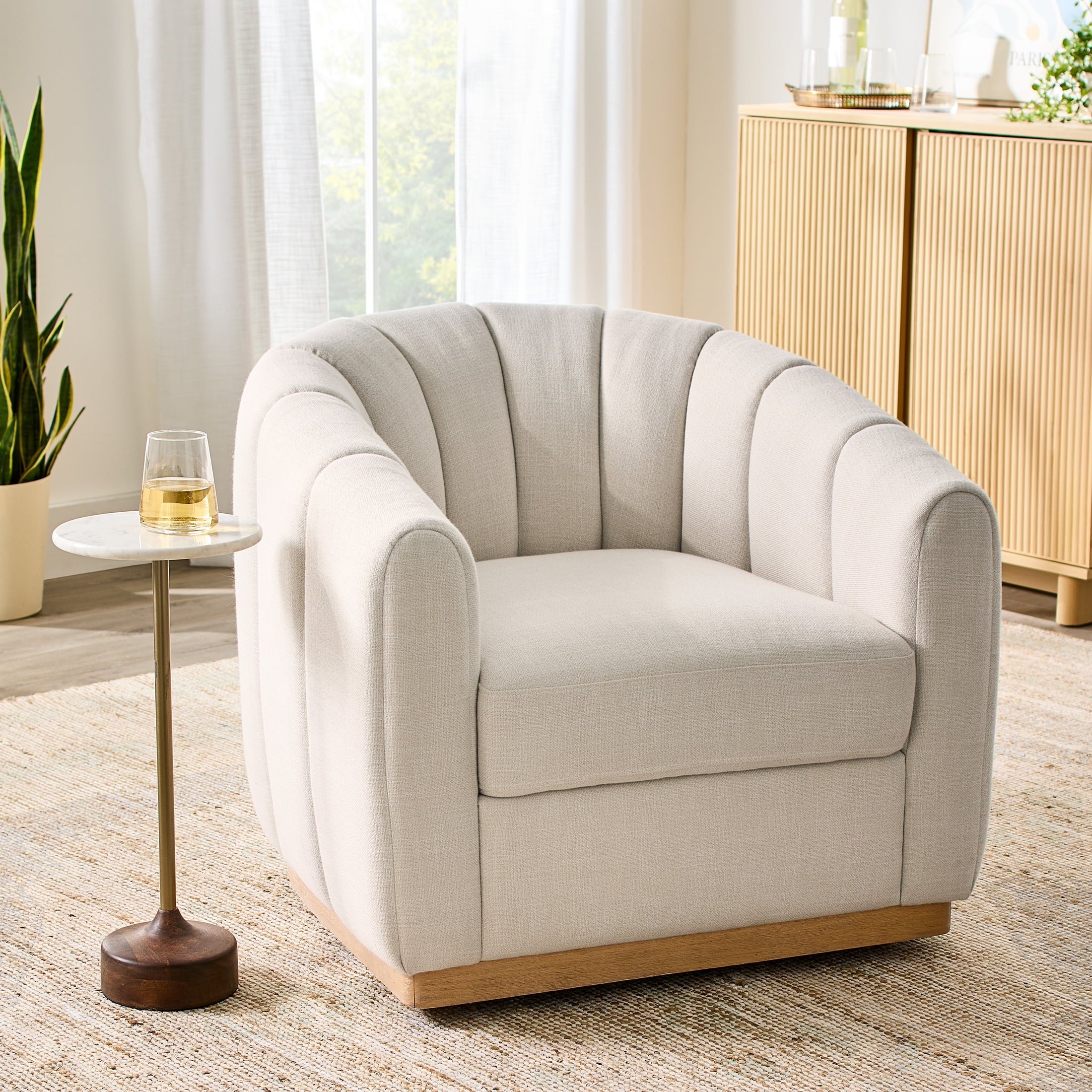 Homora™ Lillian Accent Swivel Chair, Rose Boucle