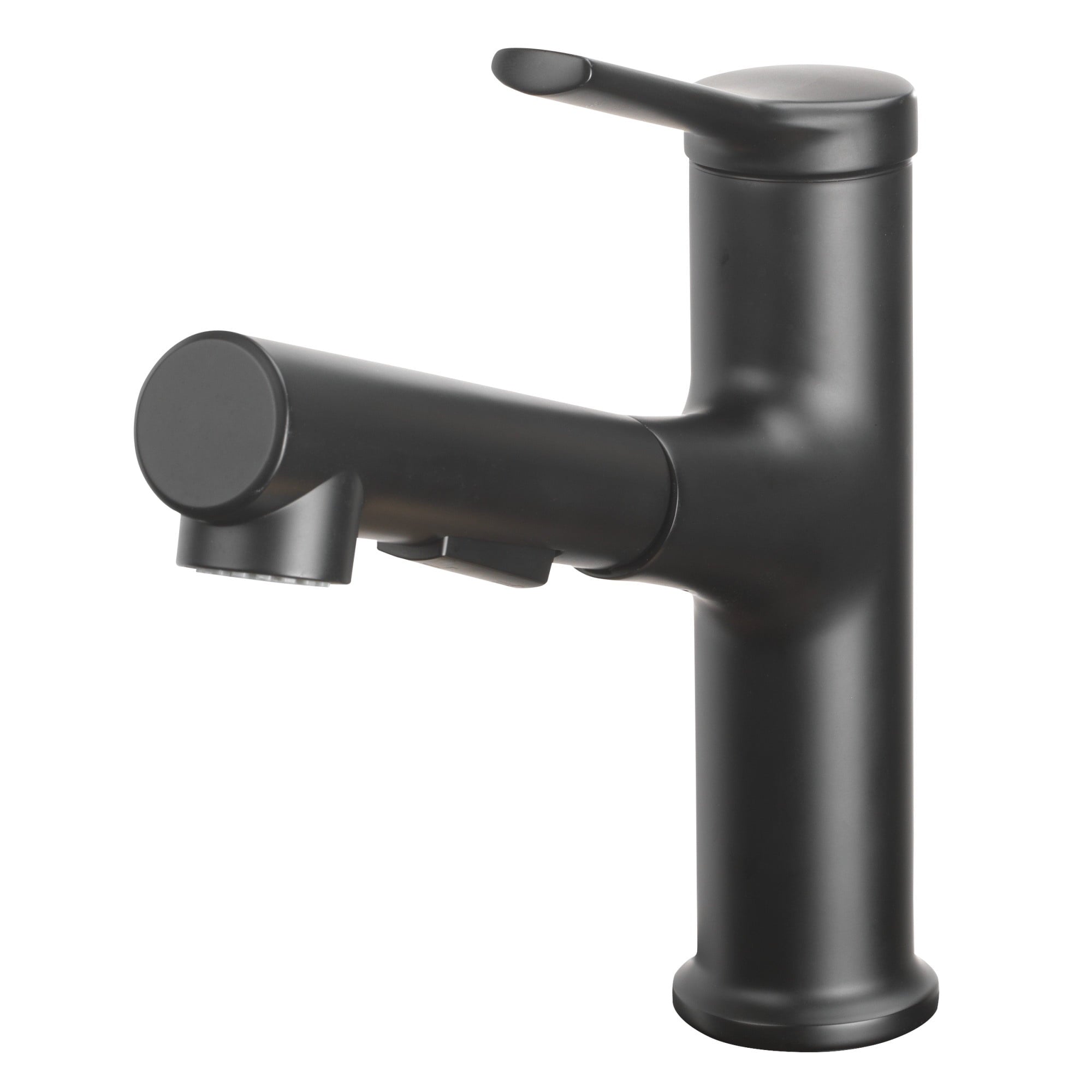  Pull-Out Bathroom Sink Faucet with Pop-up Drain and Optional Deckplate, Matte Black
