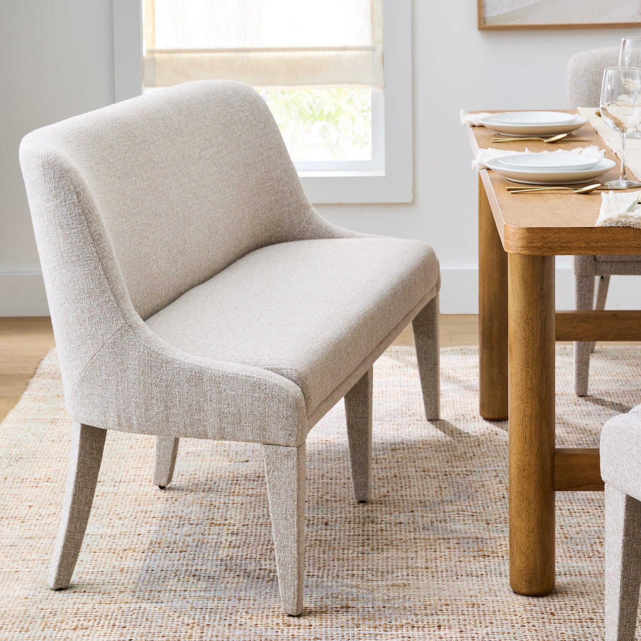  Windsor Upholstered Dining Bench, Wheat