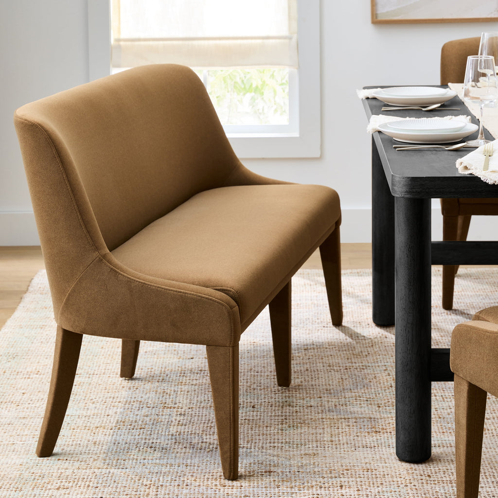 Homora™ Windsor Upholstered Dining Bench, Wheat