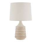  17"H Reactive Glaze Ceramic Table Lamp with White Fabric Shade