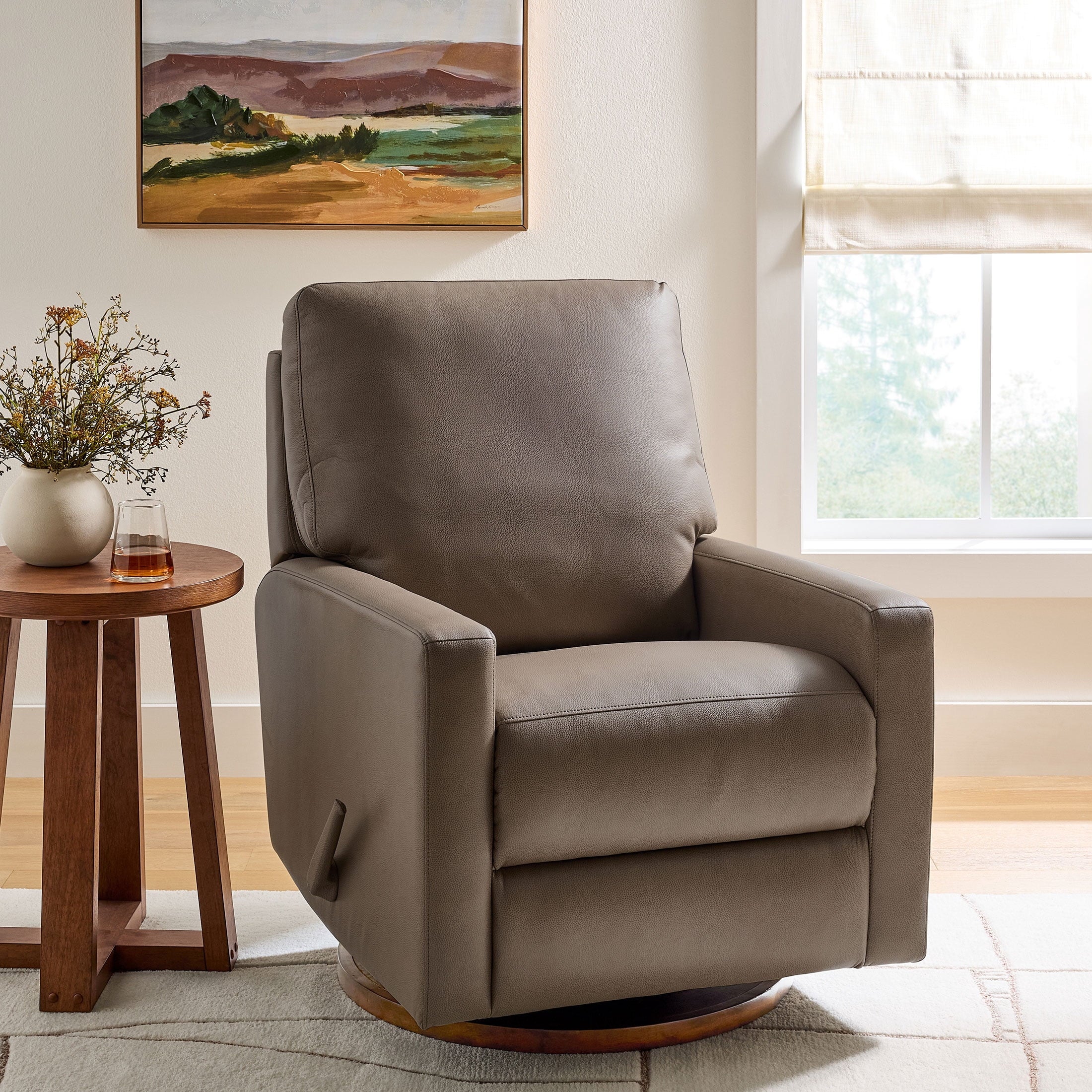 Homora™ Modern Farmhouse Swivel Glider Recliner, Cream Linen