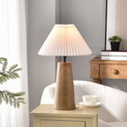  Wood Grain Finish Table Lamp with Pleated Shade