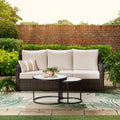  River Oaks Outdoor Sofa & 2 Nesting Tables with Patio Cover, Dark Brown