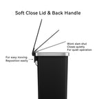  Slim Kitchen Trash Can, 10.5 Gallon Plastic Step Garbage Bin with Soft Close Lid, Black