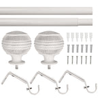  1" Textured Knob Curtain Rod, 42-120", White