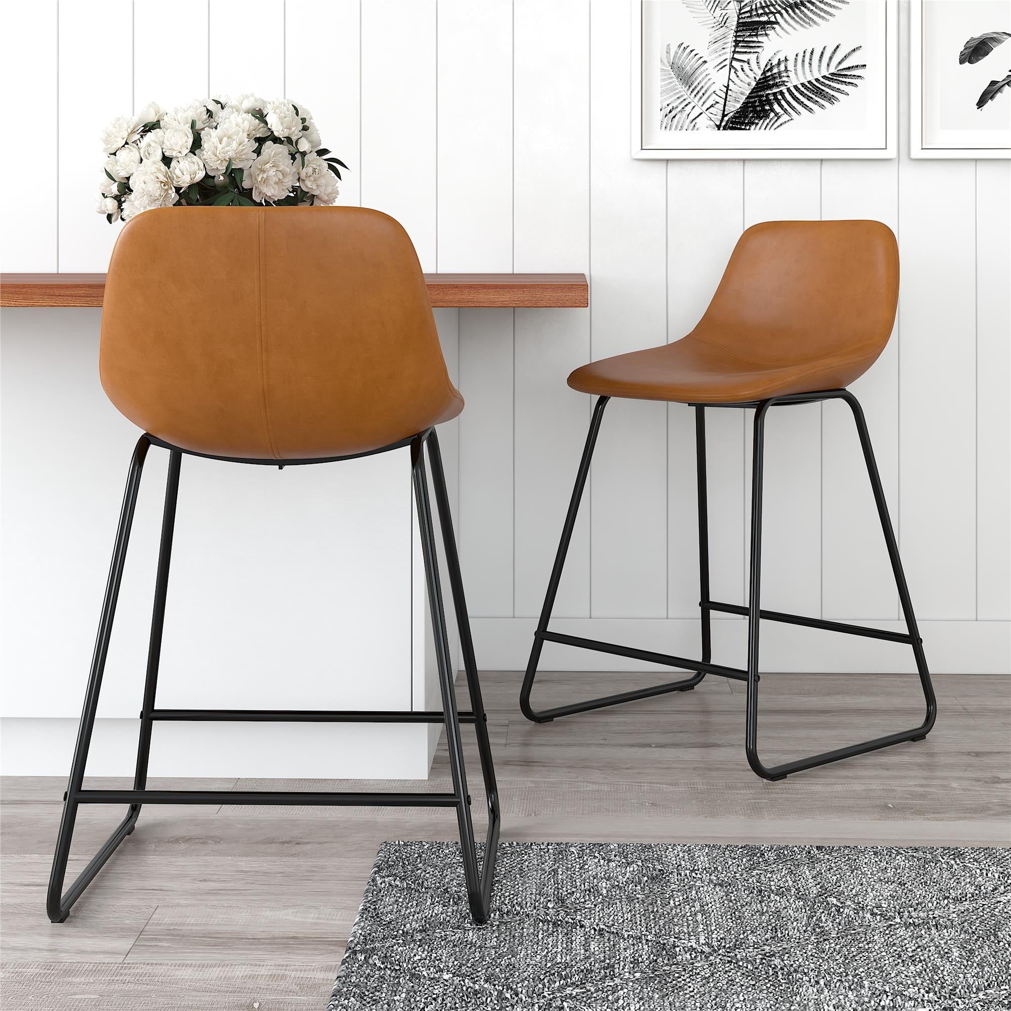  Farley Scoop Counter Height Stool, Camel Faux Leather