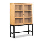  Ezra China Cabinet, Light Honey Finish and Black Stand