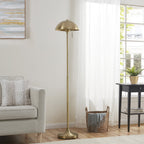  62" Modern Pull-chain Brass Floor Lamp with Brass Dome Shade