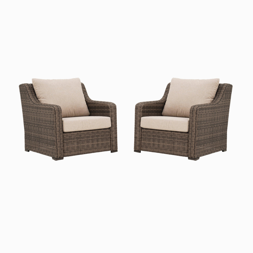  Hawthorne Park Outdoor Wicker Lounge Chair Set of 2, Beige