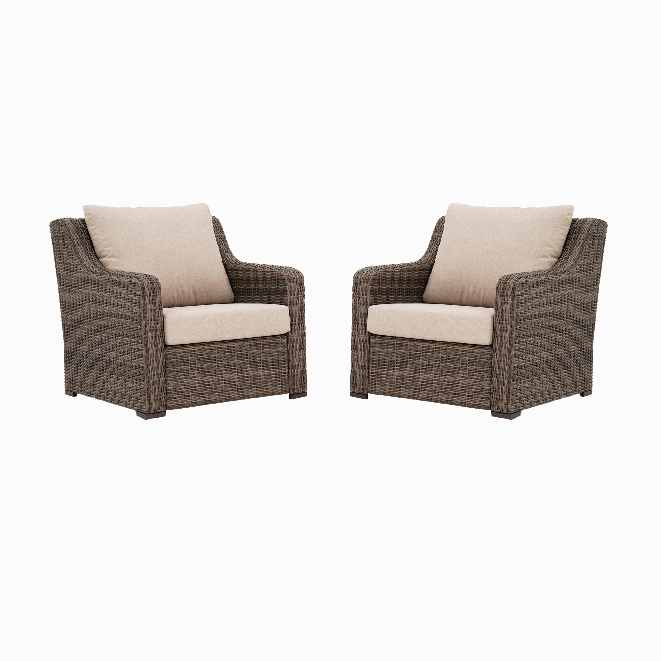  Hawthorne Park Outdoor Wicker Lounge Chair Set of 2, Beige