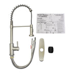  Elmont Single Handle Pull-Down Kitchen Faucet with Spring Neck, Satin Nickel