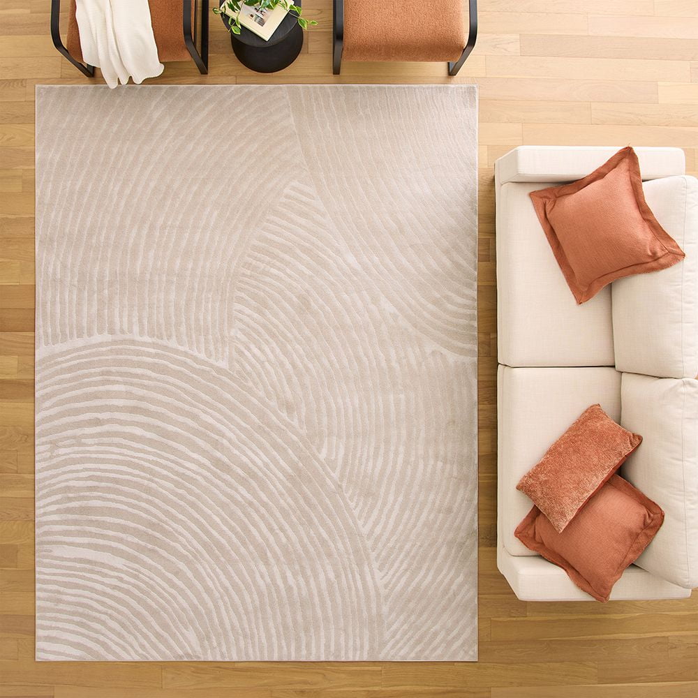  Kai Carved Ripple Indoor Stain/Fade Resisant Area Rug, Cream, 7'10" x 10'