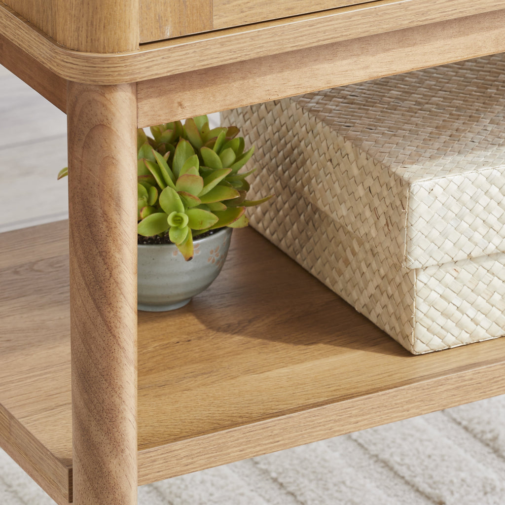  Springwood Caning Storage Accent Cabinet, Light Honey Finish