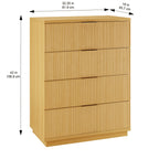  Lillian 4 Drawer Dresser and 2 Nightstands Bedroom Set, Natural Pine