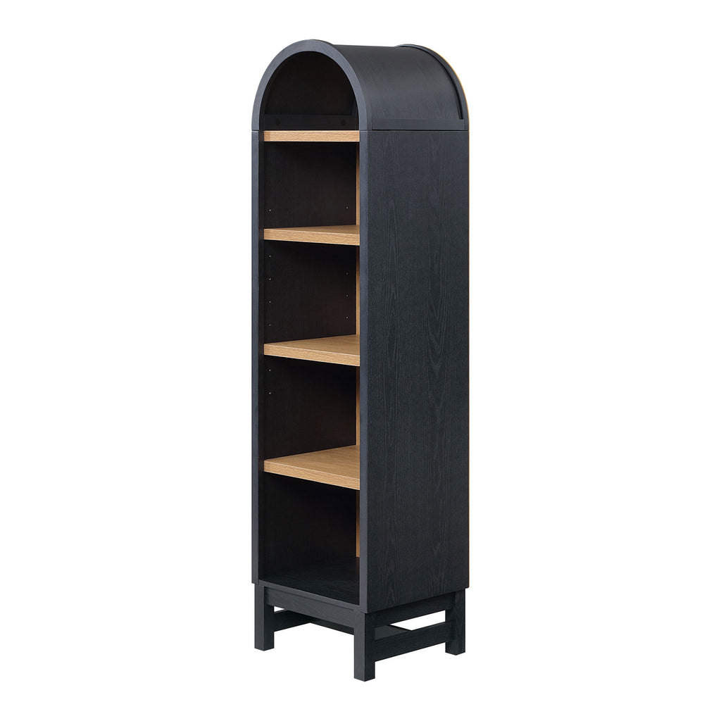  Juliet Narrow Arch Bookcase, Rich Black and Light Honey