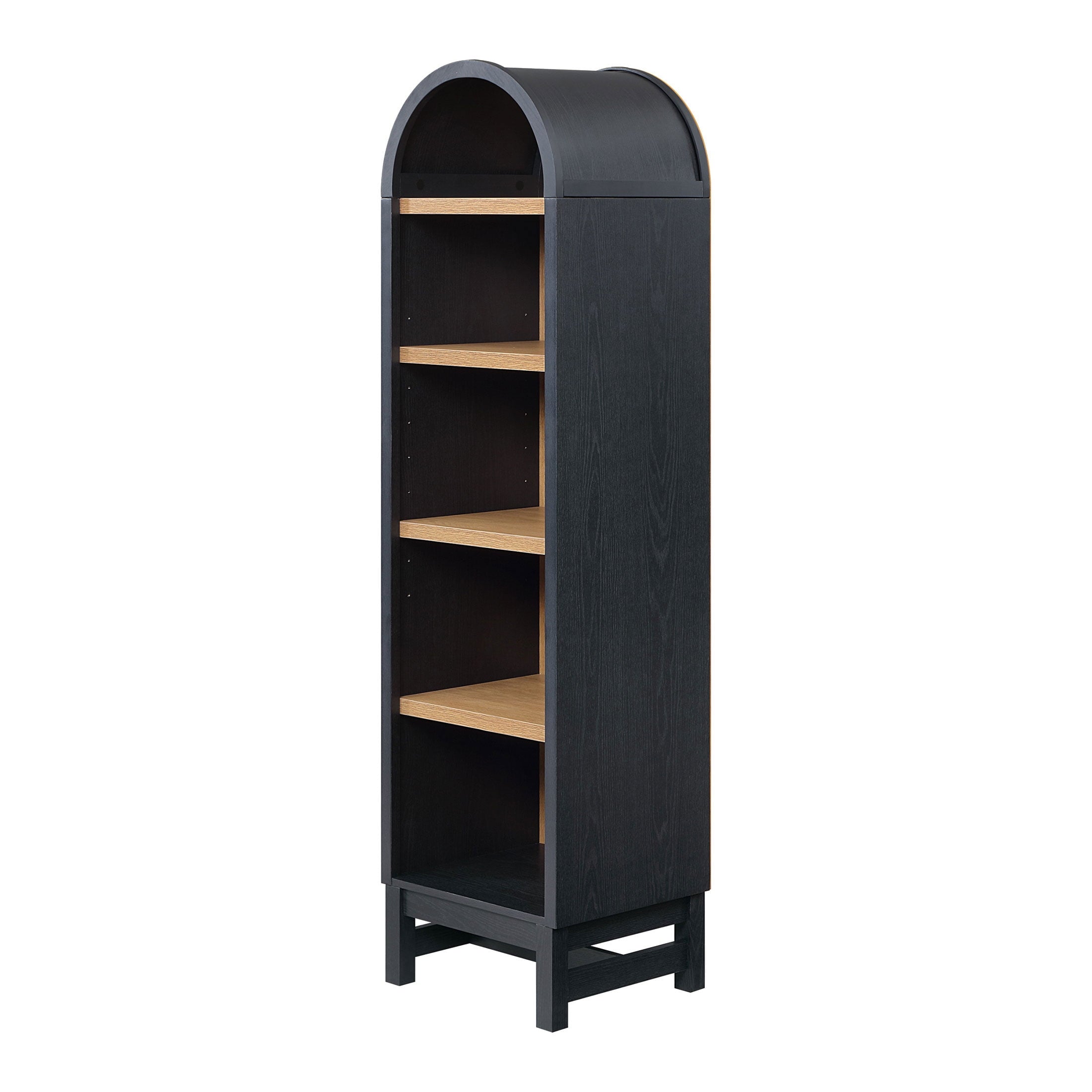  Juliet Narrow Arch Bookcase, Rich Black and Light Honey