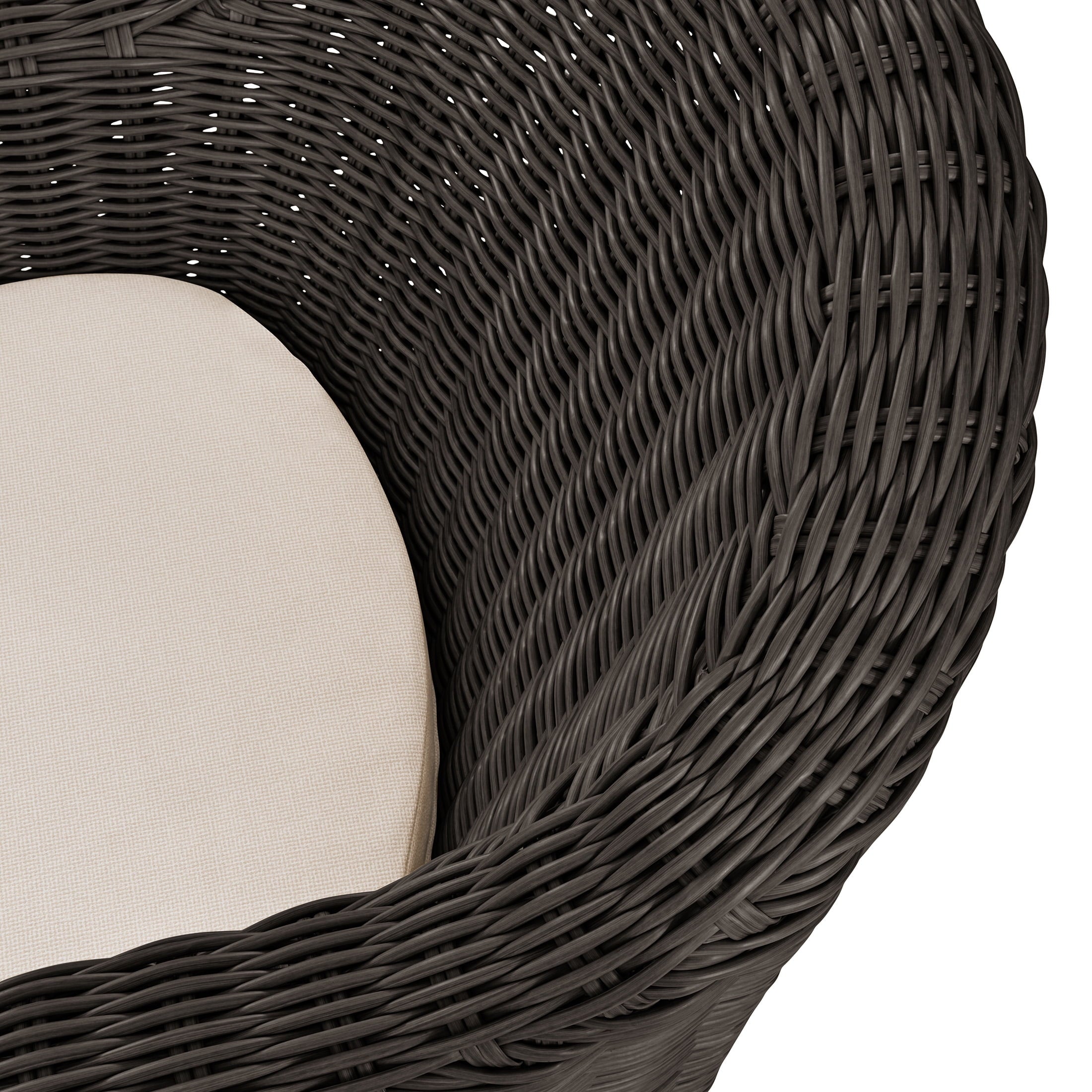  Bellamy Outdoor Motion Chair, Dark Brown Wicker with Cream Cushion
