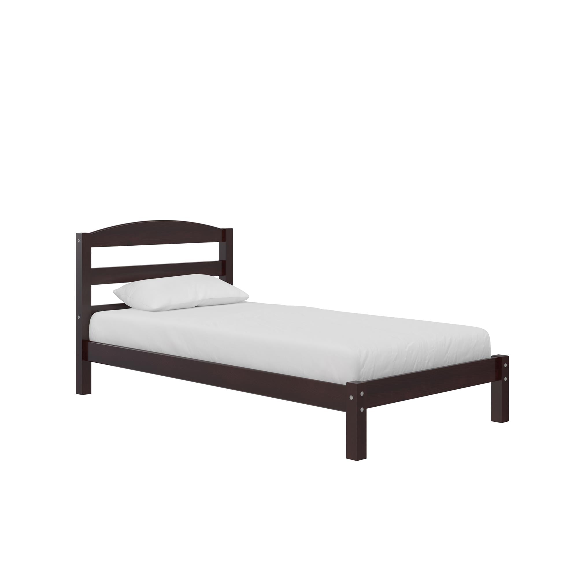  Leighton Kids Twin Size Bed, Wood Platform Bed Frame, Espresso