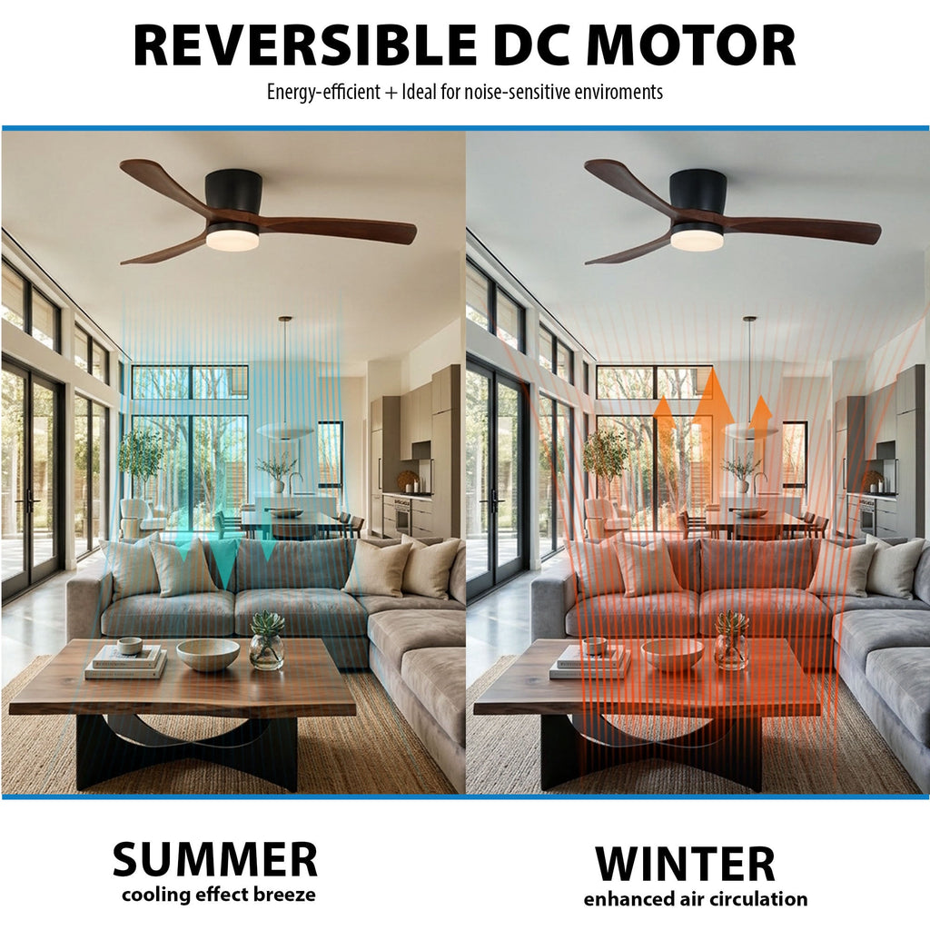  52" Hayden Matte Black Indoor/Outdoor Hugger Ceiling Fan with Light Kit and Remote Control