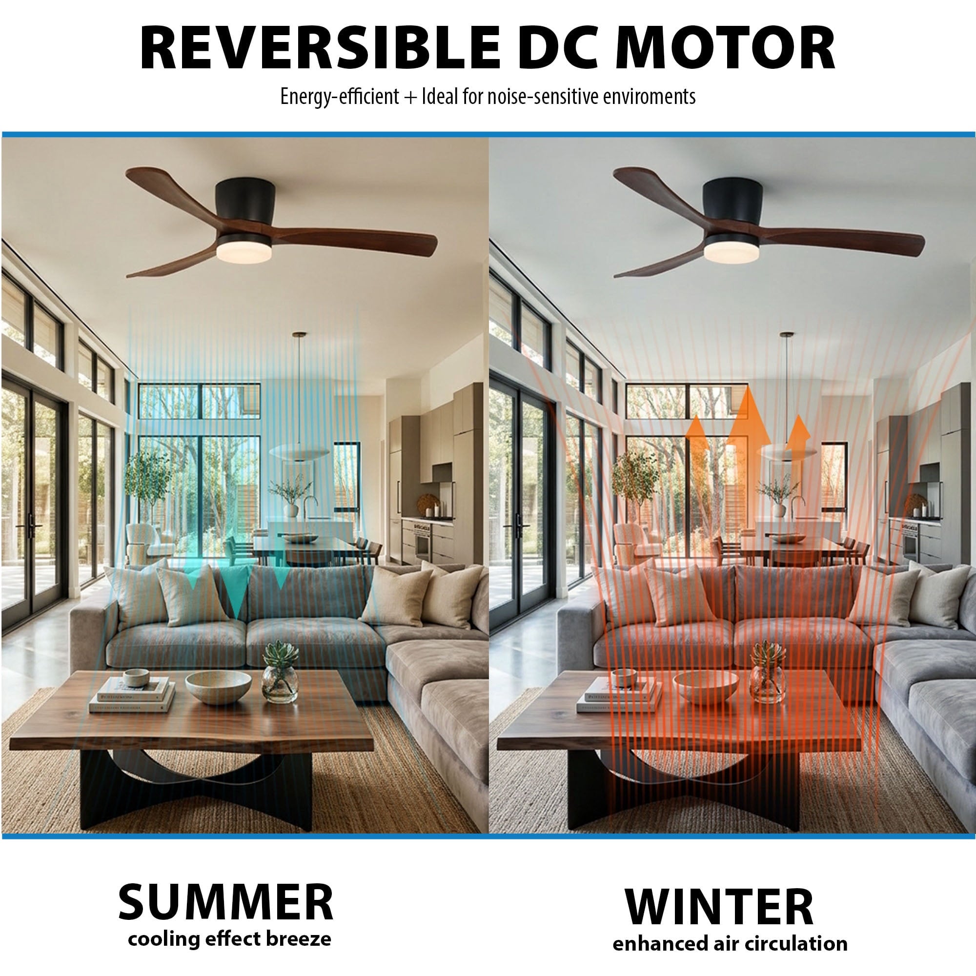  52" Hayden Matte Black Indoor/Outdoor Hugger Ceiling Fan with Light Kit and Remote Control