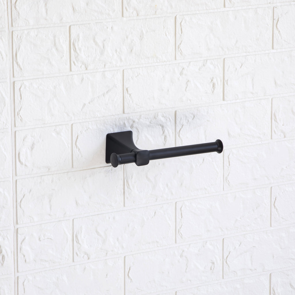  Steel Wall Mount 5PC Bath Hardware and Towel Holder Set Matte Black, Horizontal Orientation