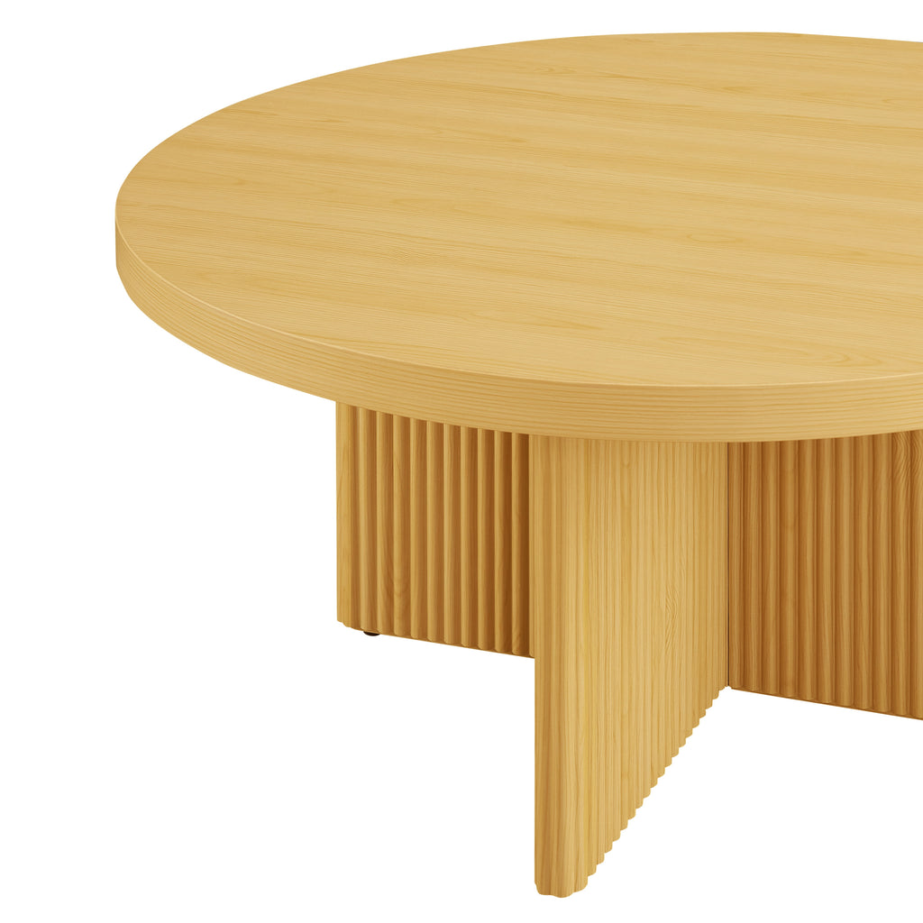 Open Box  Lillian Fluted Coffee Table, Natural Pine Finish