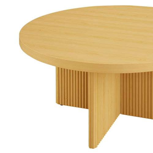 Open Box  Lillian Fluted Coffee Table, Natural Pine Finish