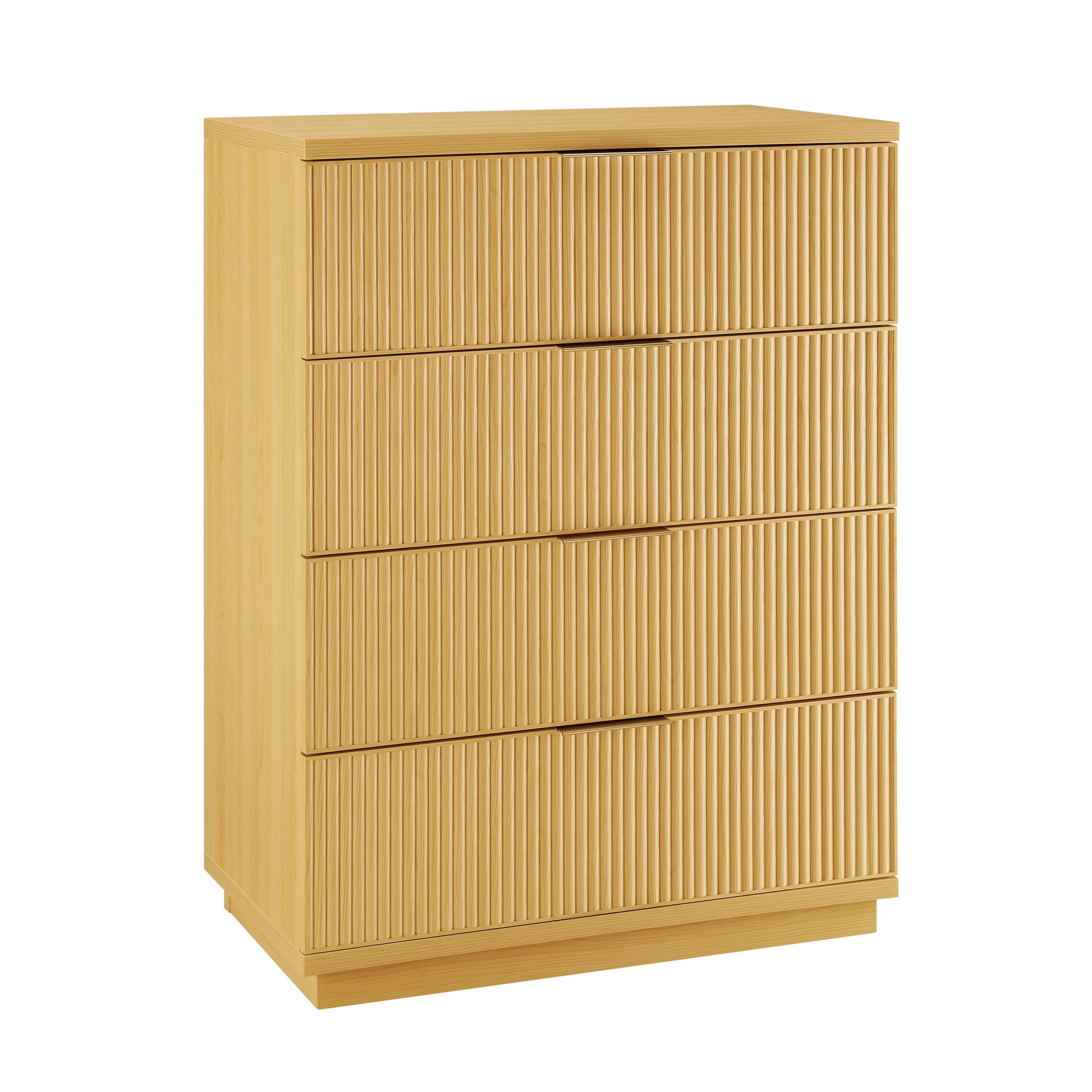  Lillian Fluted 4 Drawer Dresser, Natural Pine