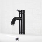  Elmont Single Handle Bathroom Sink Faucet, Matte Black, Includes Push Pop-Up Drain
