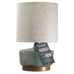  17" Tall Modern Mid-Century Ceramic Table Lamp with Wood Base