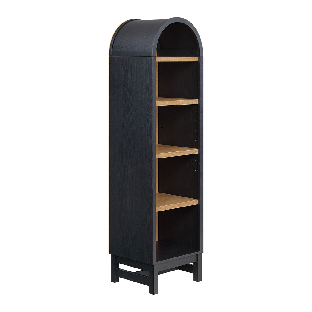  Juliet Narrow Arch Bookcase, Rich Black and Light Honey