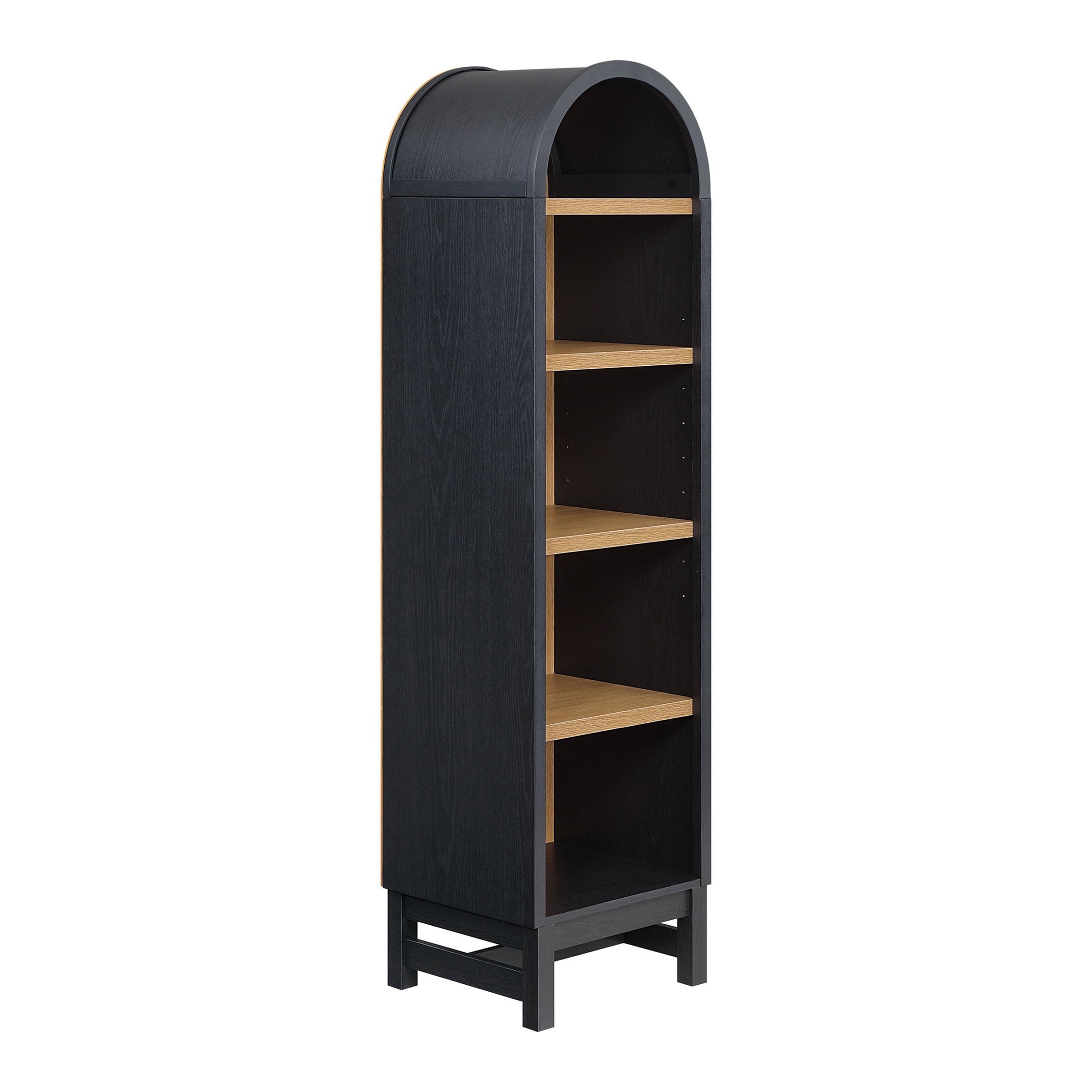  Juliet Narrow Arch Bookcase, Rich Black and Light Honey