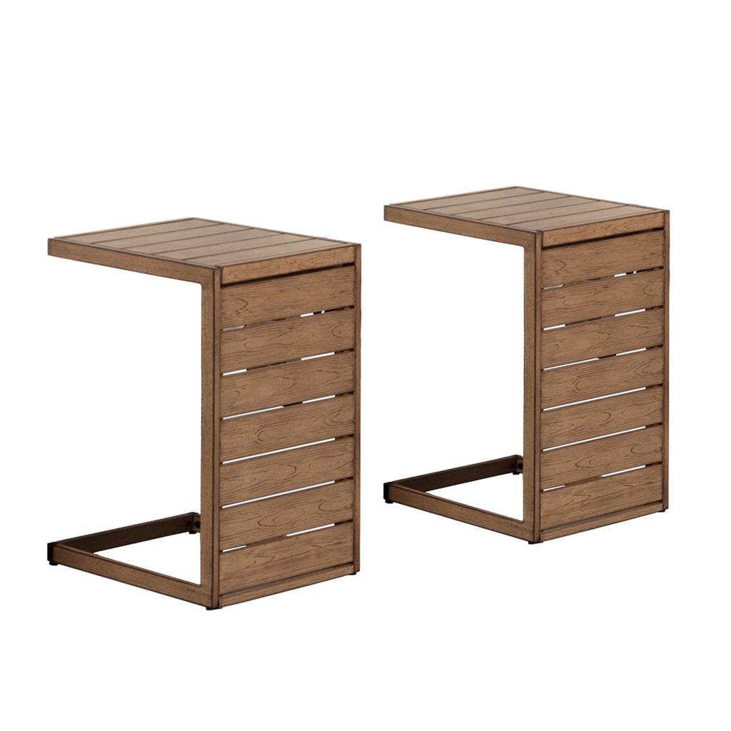  Marlow Set of 2  Side Tables with Hand-Painted Faux Wood Finish