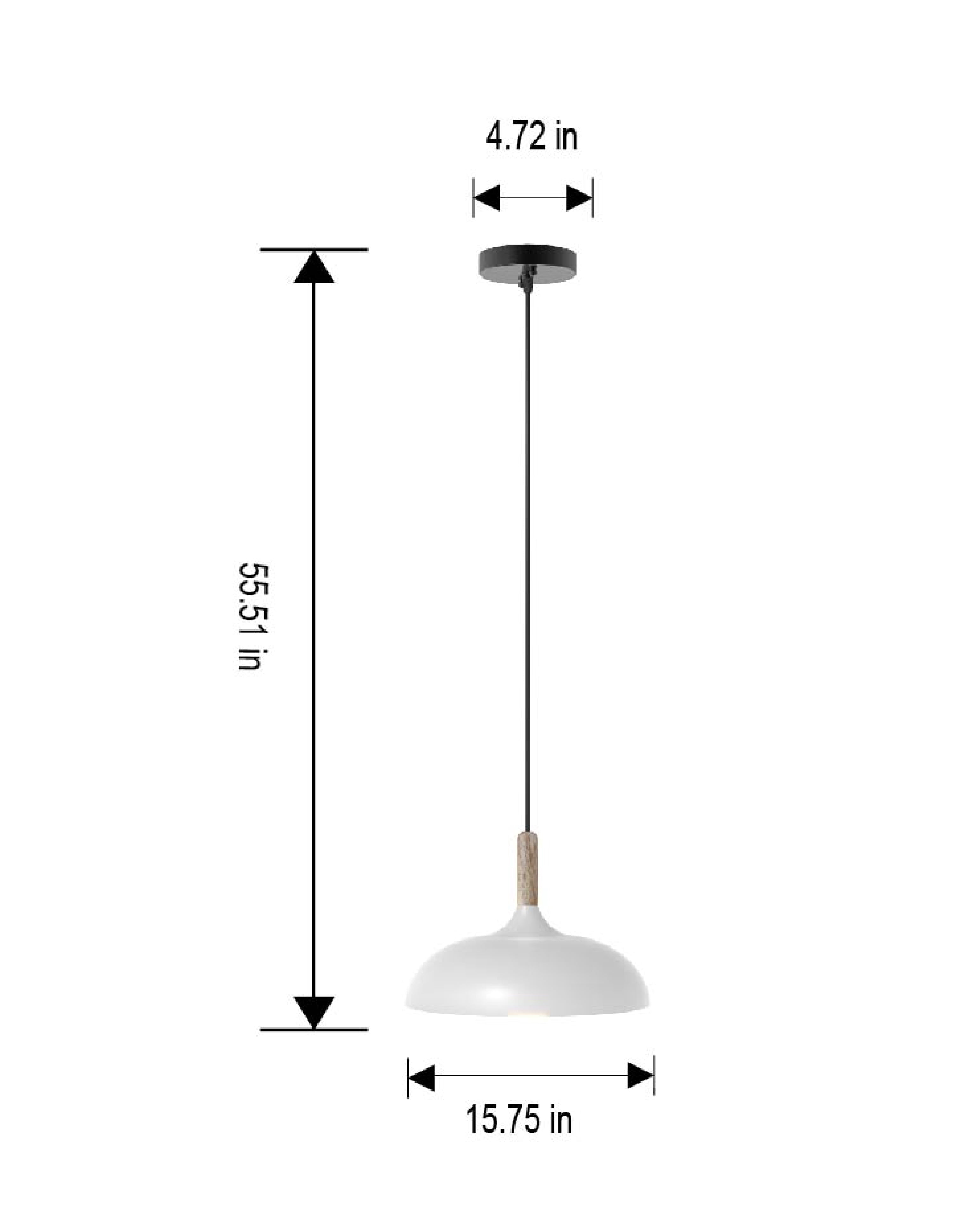 &Gardens Single Head Pendant White,1 A19 Bulb,1PK