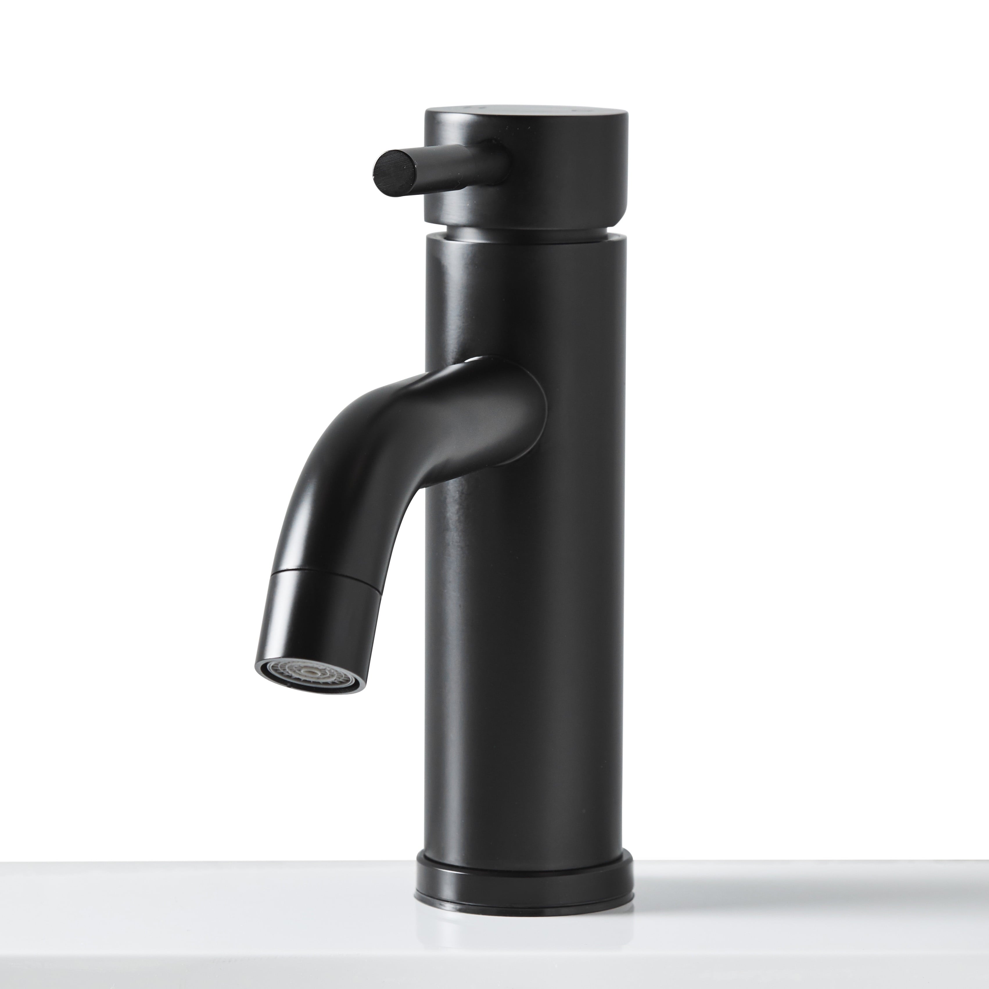  Elmont Single Handle Bathroom Sink Faucet, Matte Black, Includes Push Pop-Up Drain