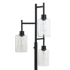  63.5 in 3 Light Contemporary Black Floor Lamp Clear Glass
