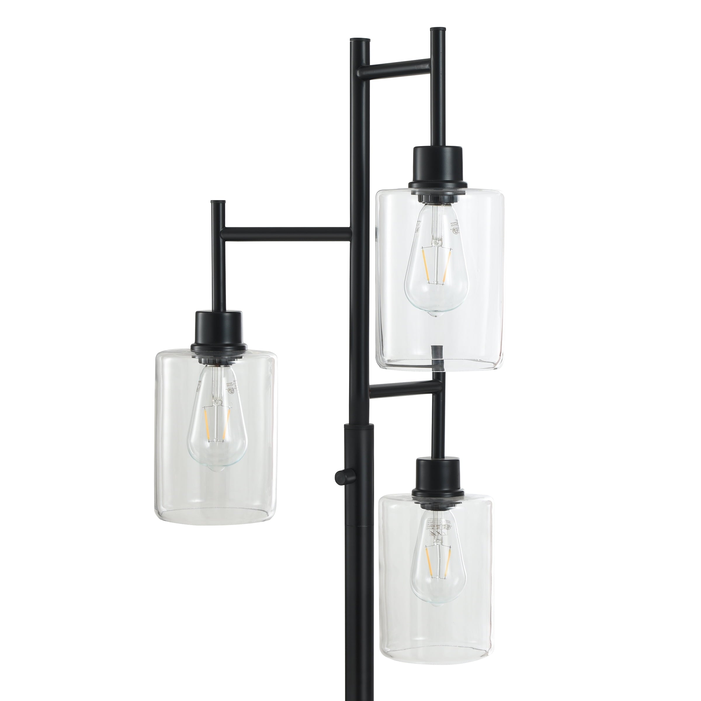  63.5 in 3 Light Contemporary Black Floor Lamp Clear Glass