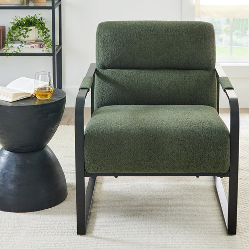 Open Box  Wyatt Accent Chair, Olive Green Boucl�