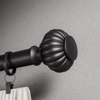  1" Matte Black Ribbed Knob Adjustable Single Rod Set, 42"-120"