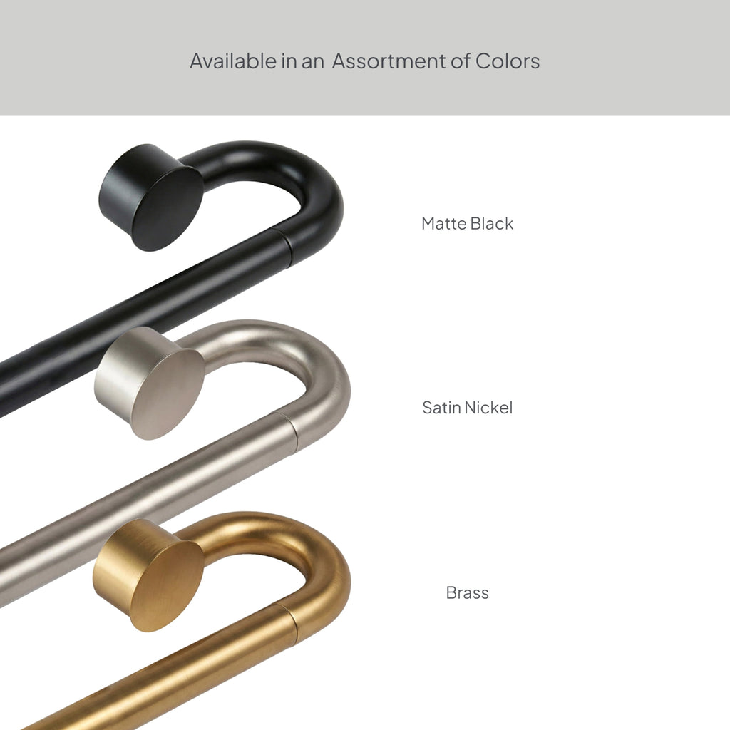  1" Brass Swooping Adjustable Single Curtain Rod, 32-120"