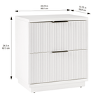  Lillian Fluted 2-Drawer Nightstand with USB, White Finish