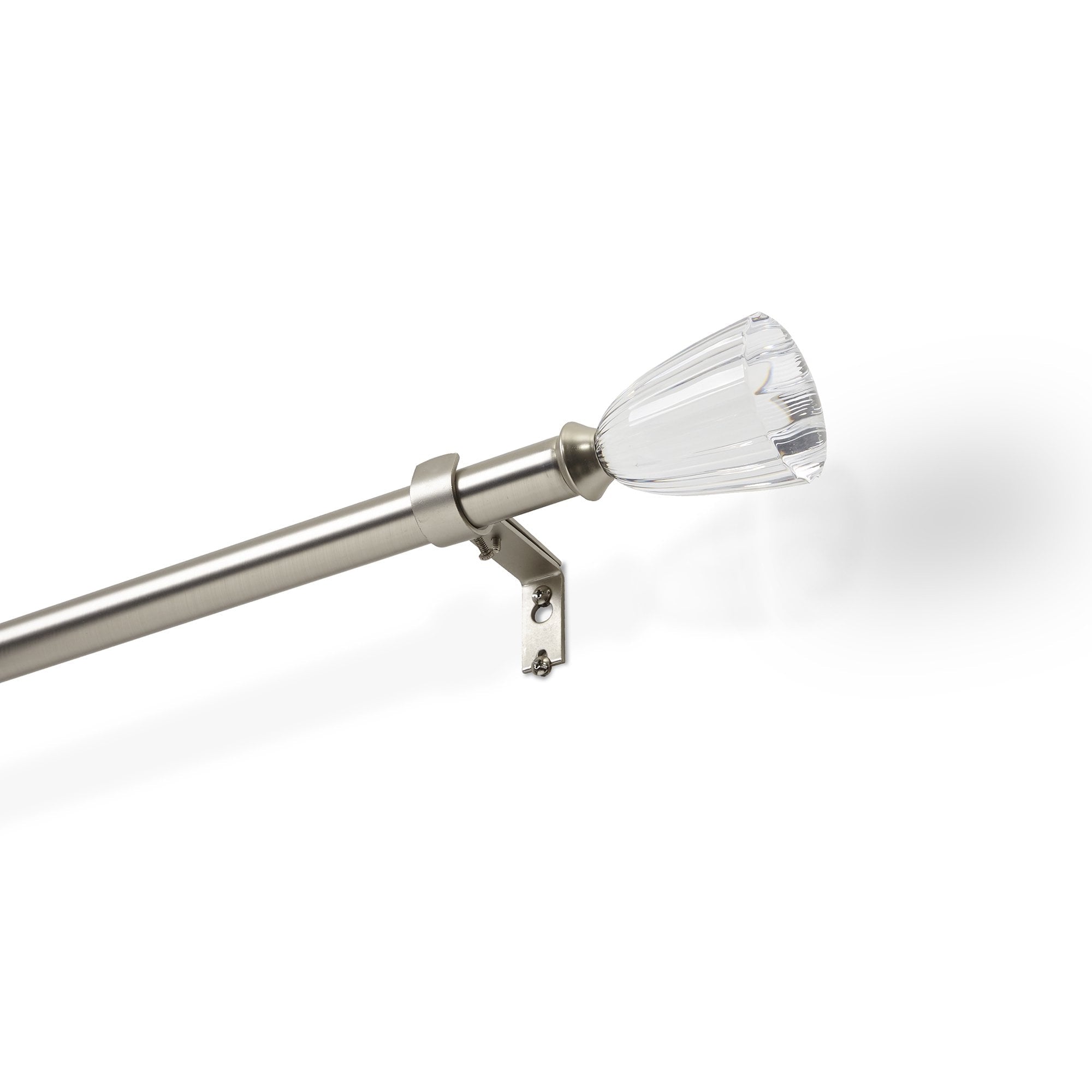  Clear Fluted 1" Single Curtain Rod, 42"-120",  Nickel
