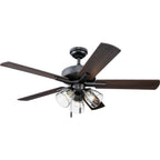  52" Bronze Transitional Ceiling Fan, 5 Reversible Blades, 3 LED Bulbs Included