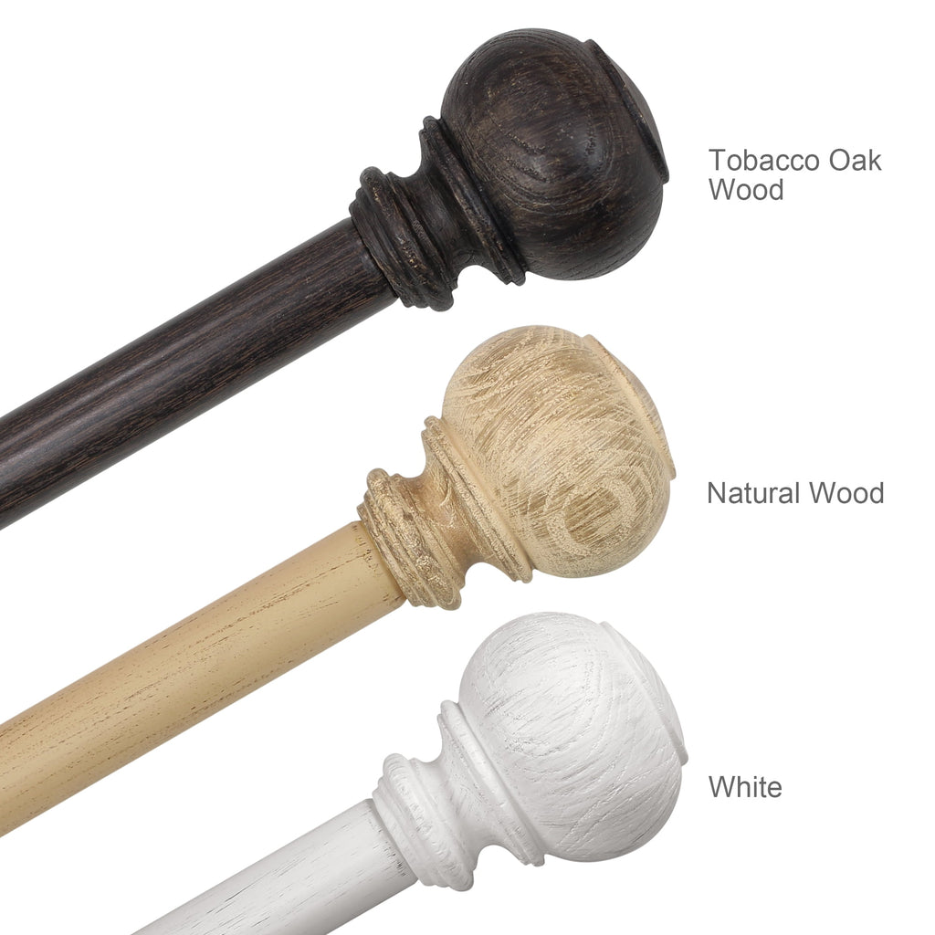  1 in. Natural Wood Poly Single Curtain Rod, 42-120"
