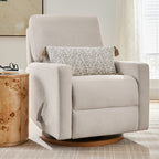 Modern Farmhouse Swivel Glider Recliner, Cream Linen