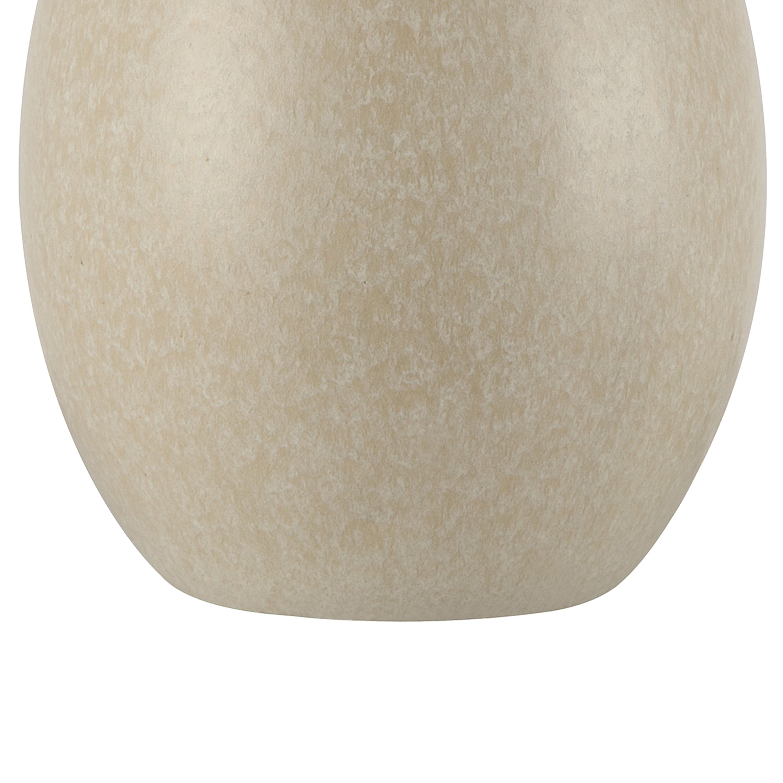  Cream Ceramic Table Lamp with Rattan Shade, 18 Inches