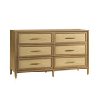  Springwood Caning 6-Drawer Dresser, Light Honey Finish